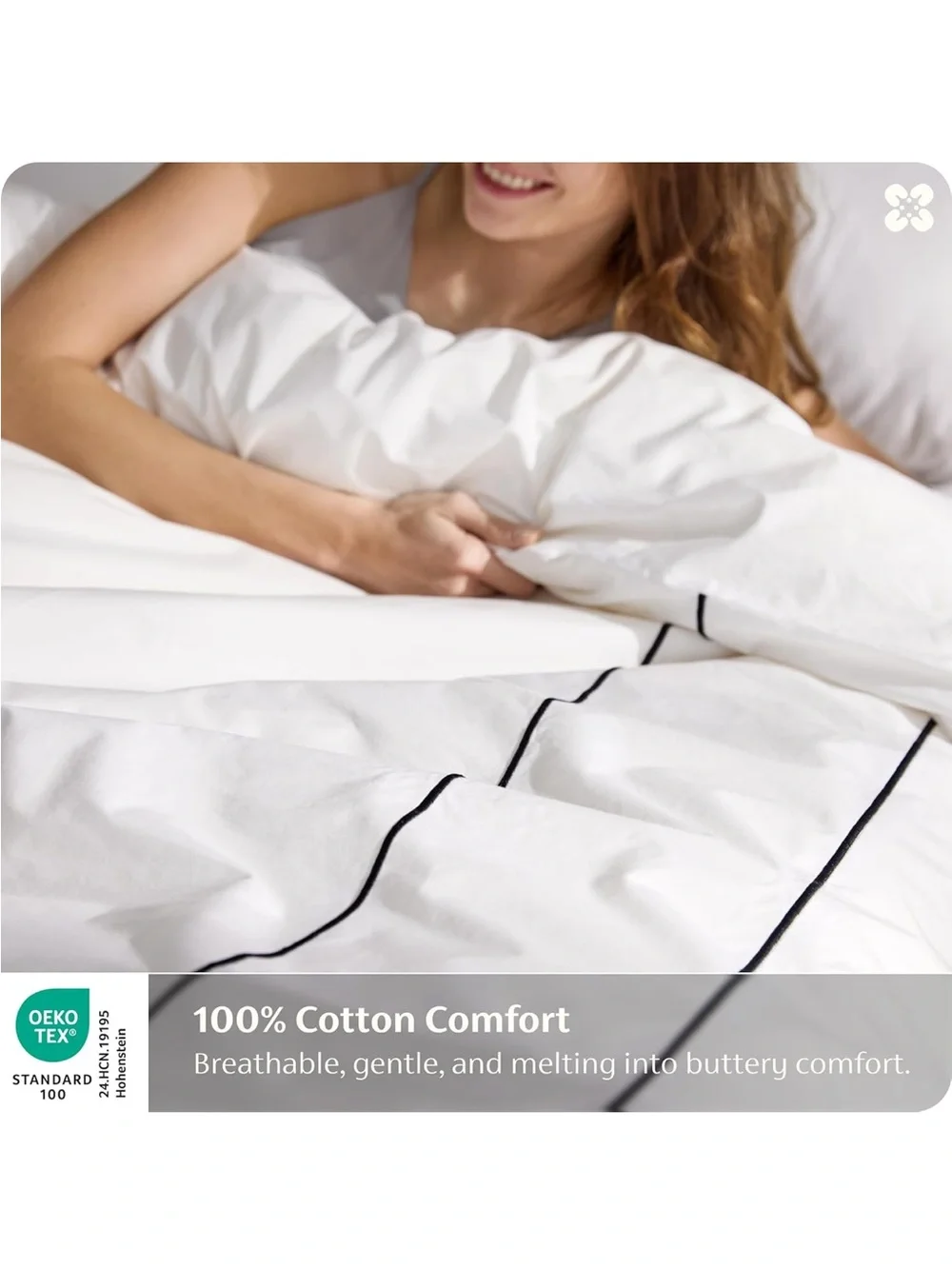NEW Bedsure Hotel Collection 3 pc Duvet Cover Set, 100% Cotton. White with Frame